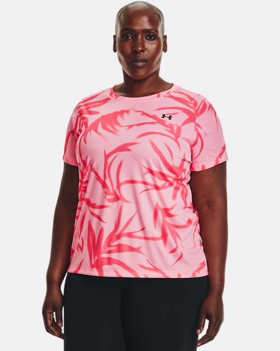 Women's UA Velocity Palm Print Short Sleeve, Pink, pdpMainDesktop image number 0
